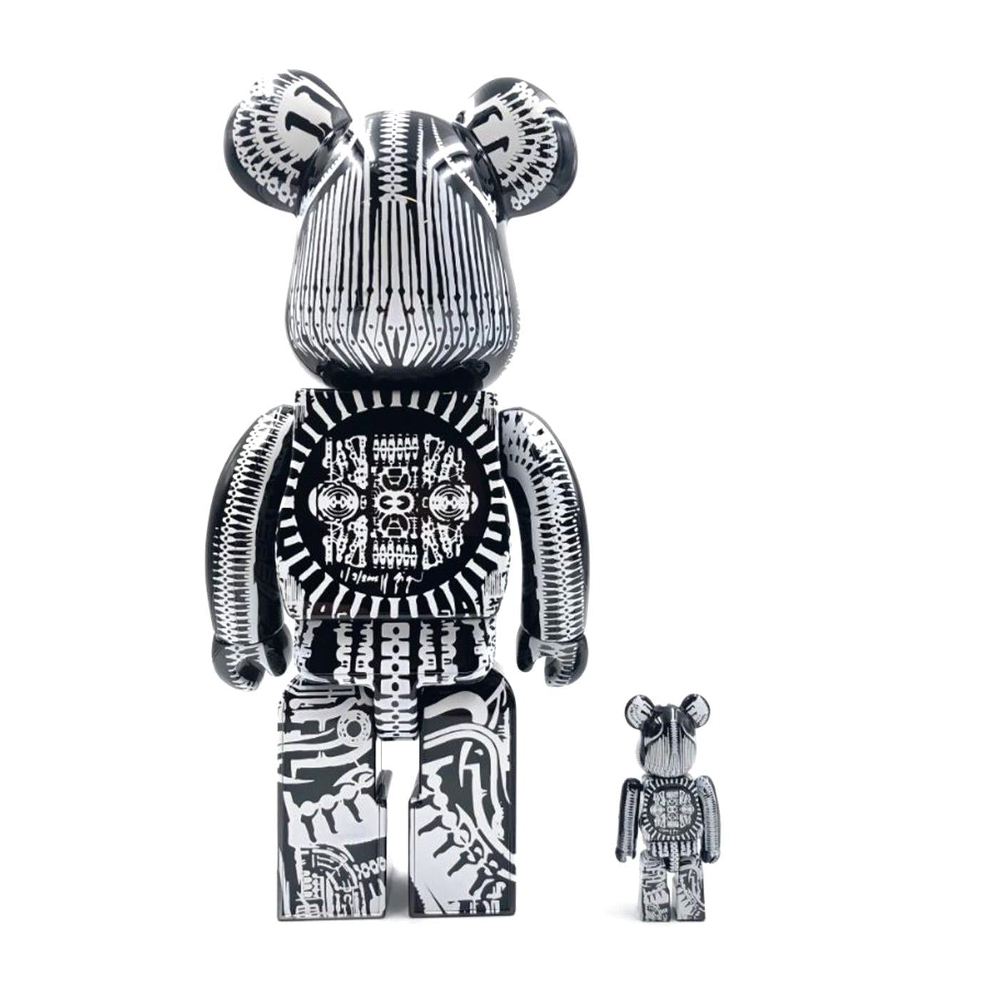 Be@rbrick H.R. Giger Black Chrome Version 100% & 400% - Toy Multicolore MDTGIGER  MEDICOM TOY 