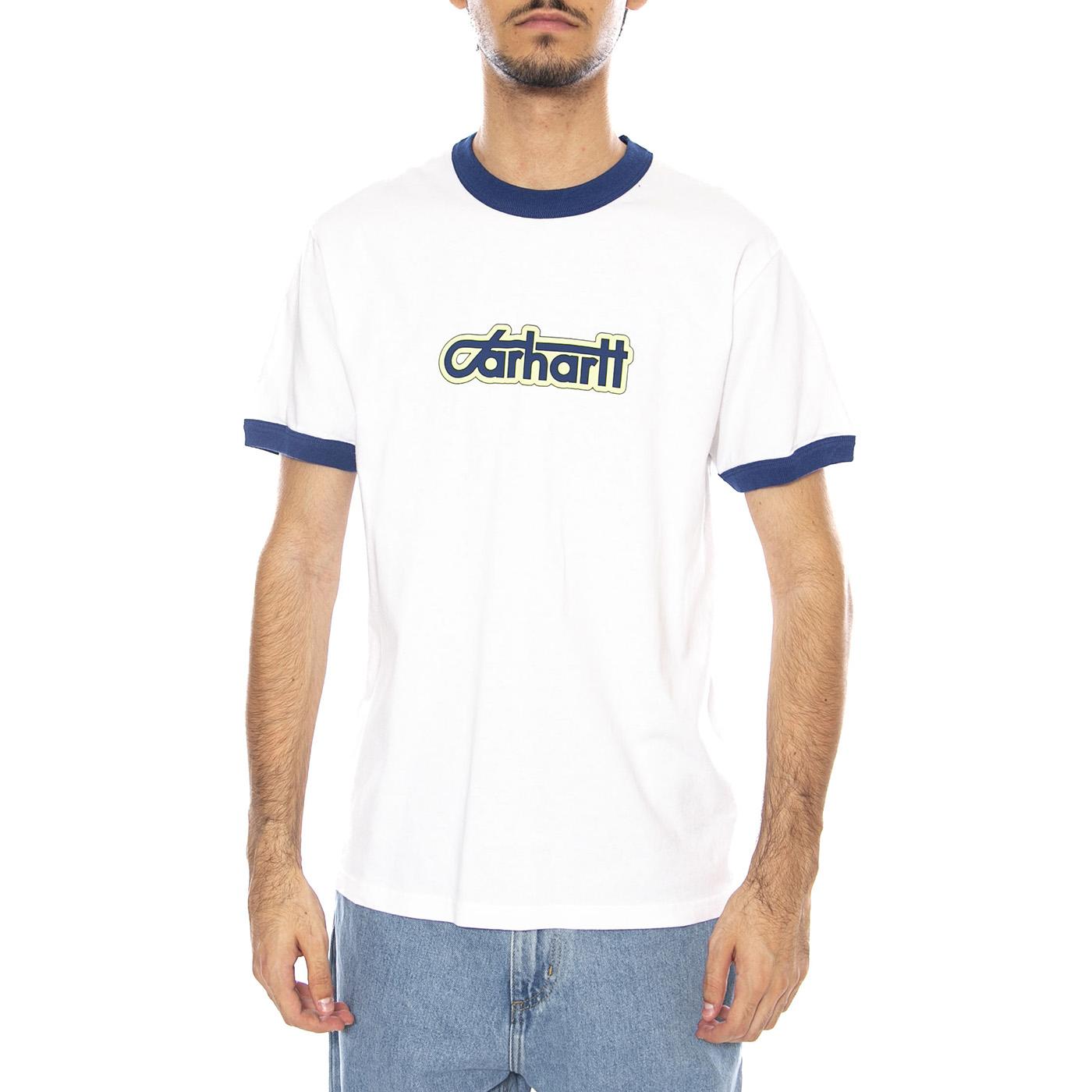 S/S Connection Script Ringer T-S White / Wolfsbane - Maglietta  Girocollo Uomo Bianca I035429.3DL4G  CARHARTT WIP 