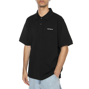 S/S Carhartt Script Polo Black / White - Polo Uomo Nera I035231.0D2XX . CARHARTT WIP 