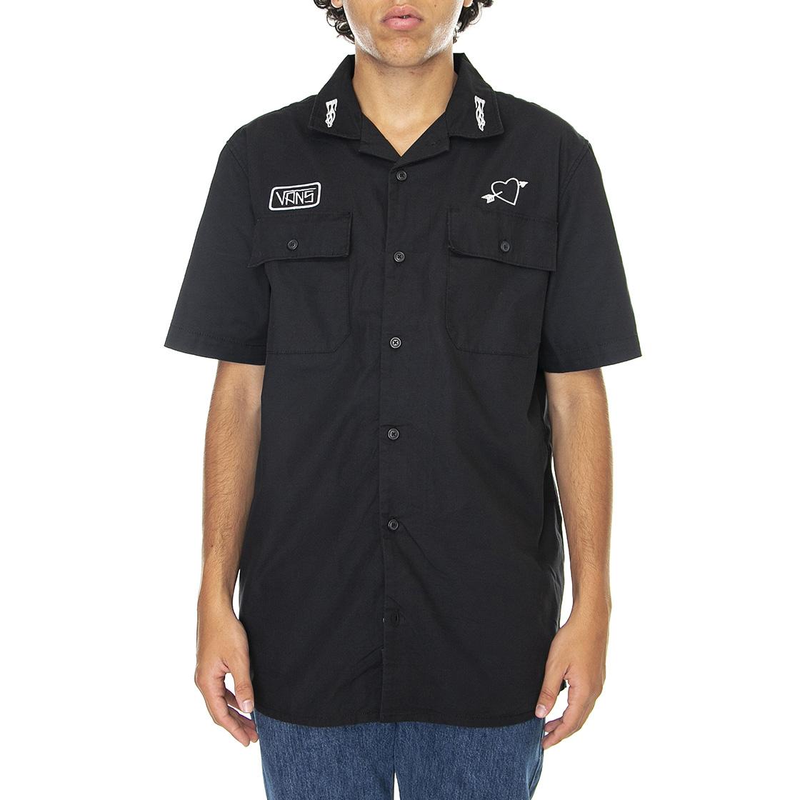 Elijah Berle Woven Elbe Black - Camicia Maniche Corte Uomo Nera VN0000B3BLK1  VANS 