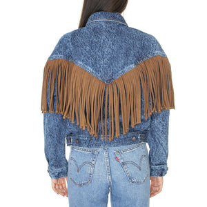 Cowboy Fringe Jacket Acid Stone Blue - Giacca Estiva Donna Blu W4FA96M2  WRANGLER 