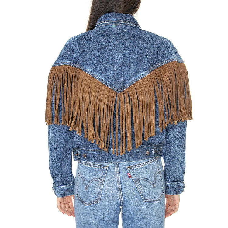 Cowboy Fringe Jacket Acid Stone Blue - Giacca Estiva Donna Blu W4FA96M2  WRANGLER 