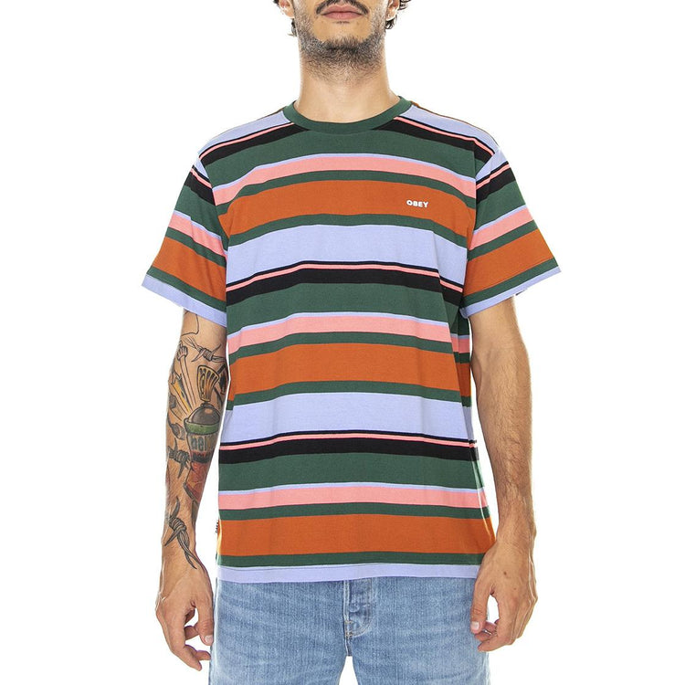 Stroming Stripe Tee SS Dark Cedar Multi - Maglietta Girocollo Uomo Multicolore 131080336-DCD  OBEY 