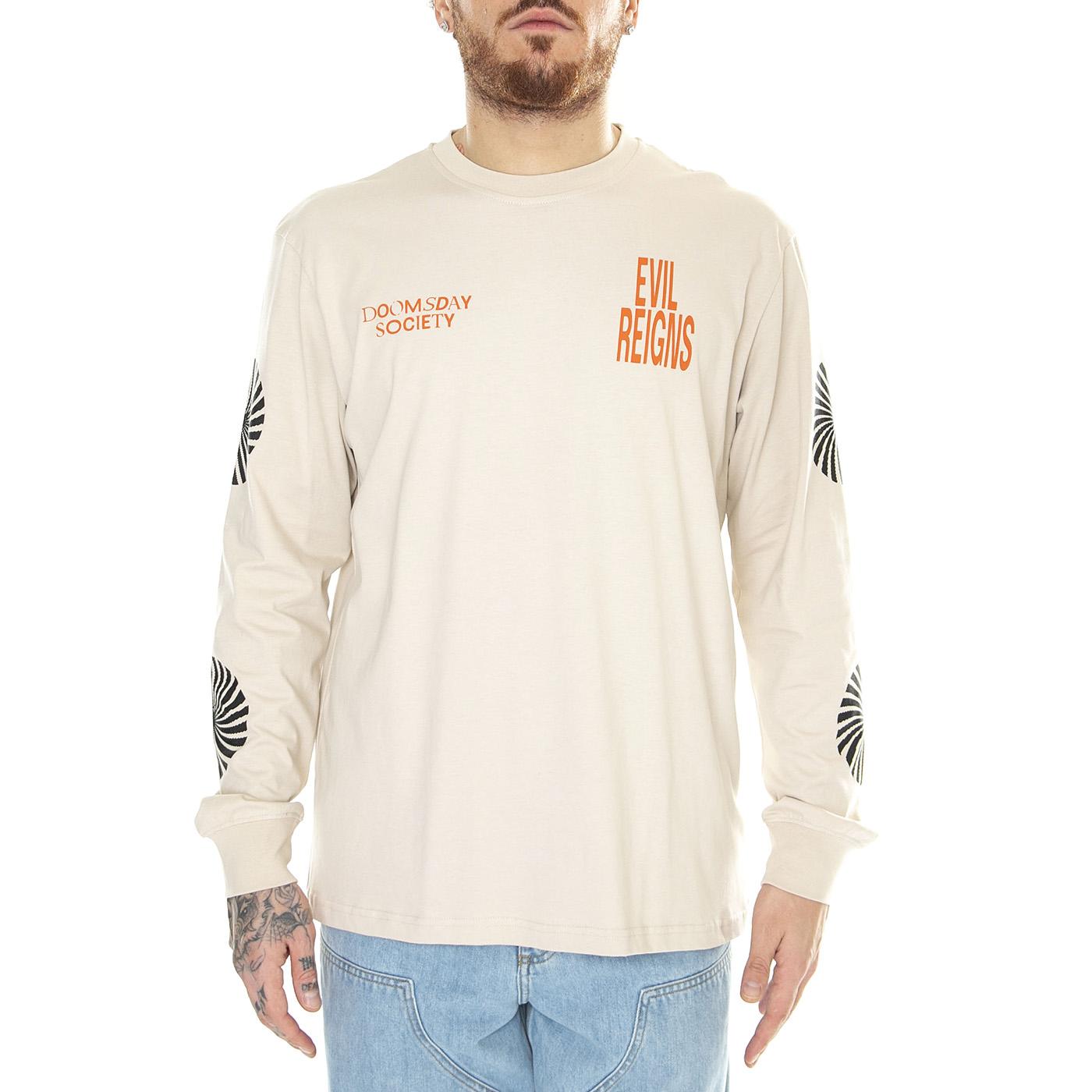 Optiskull Longsleeve Cream - Maglietta Girocollo Maniche Lunghe Uomo Beige LSV0064CRE  DOOMSDAY 