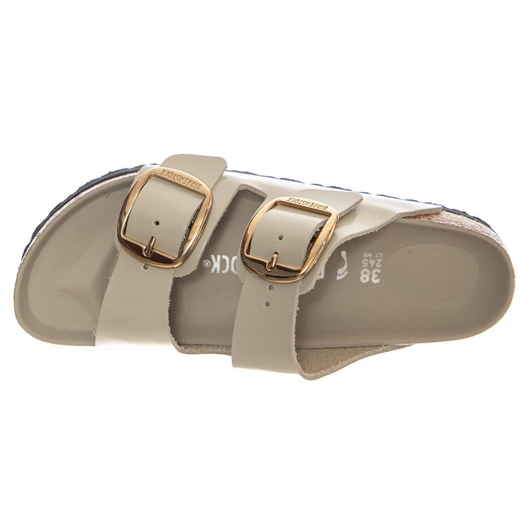 Arizona Big Buckle HEX Natural Lea Narrow Fit Shine Oyster - Sandali Donna Bianchi 1031873 SHO BIRKENSTOCK 
