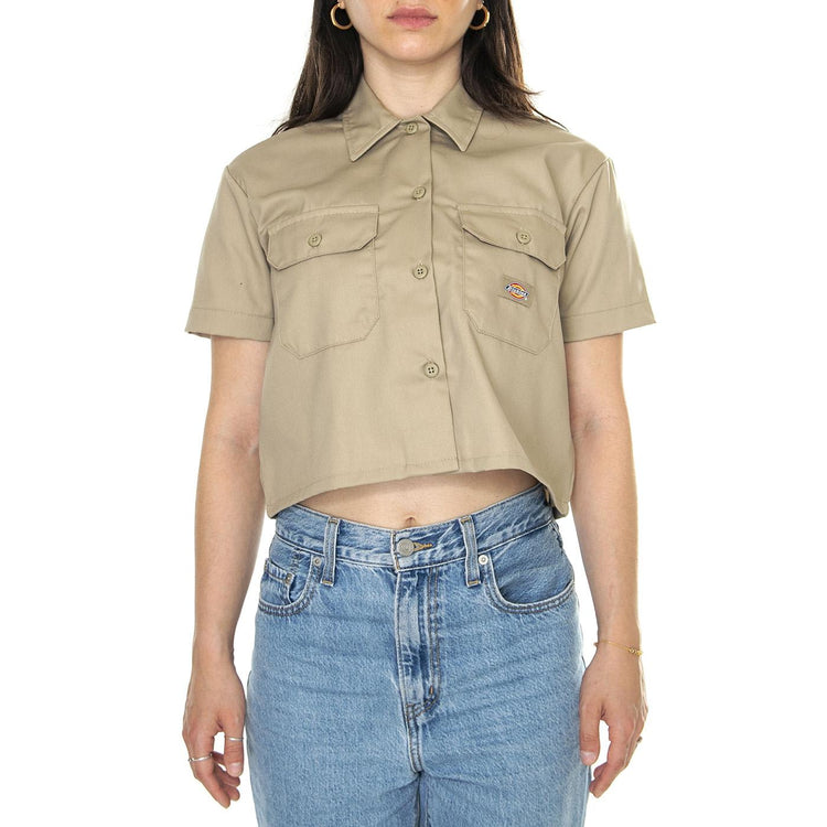 Work Shirt Cropped SS W Khaki - Camicia Maniche Corte Donna Beige DK0A4YSXKHK1  DICKIES 