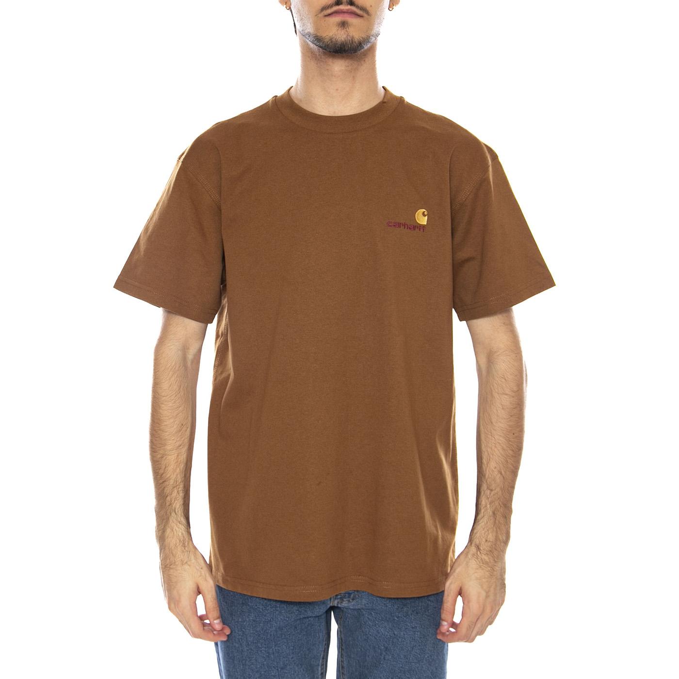 S/S American Script T-Shirt Hamilton Brown - Maglietta Girocollo Uomo Marrone I029956.HZXX  CARHARTT WIP 