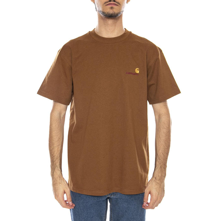 S/S American Script T-Shirt Hamilton Brown - Maglietta Girocollo Uomo Marrone I029956.HZXX  CARHARTT WIP 