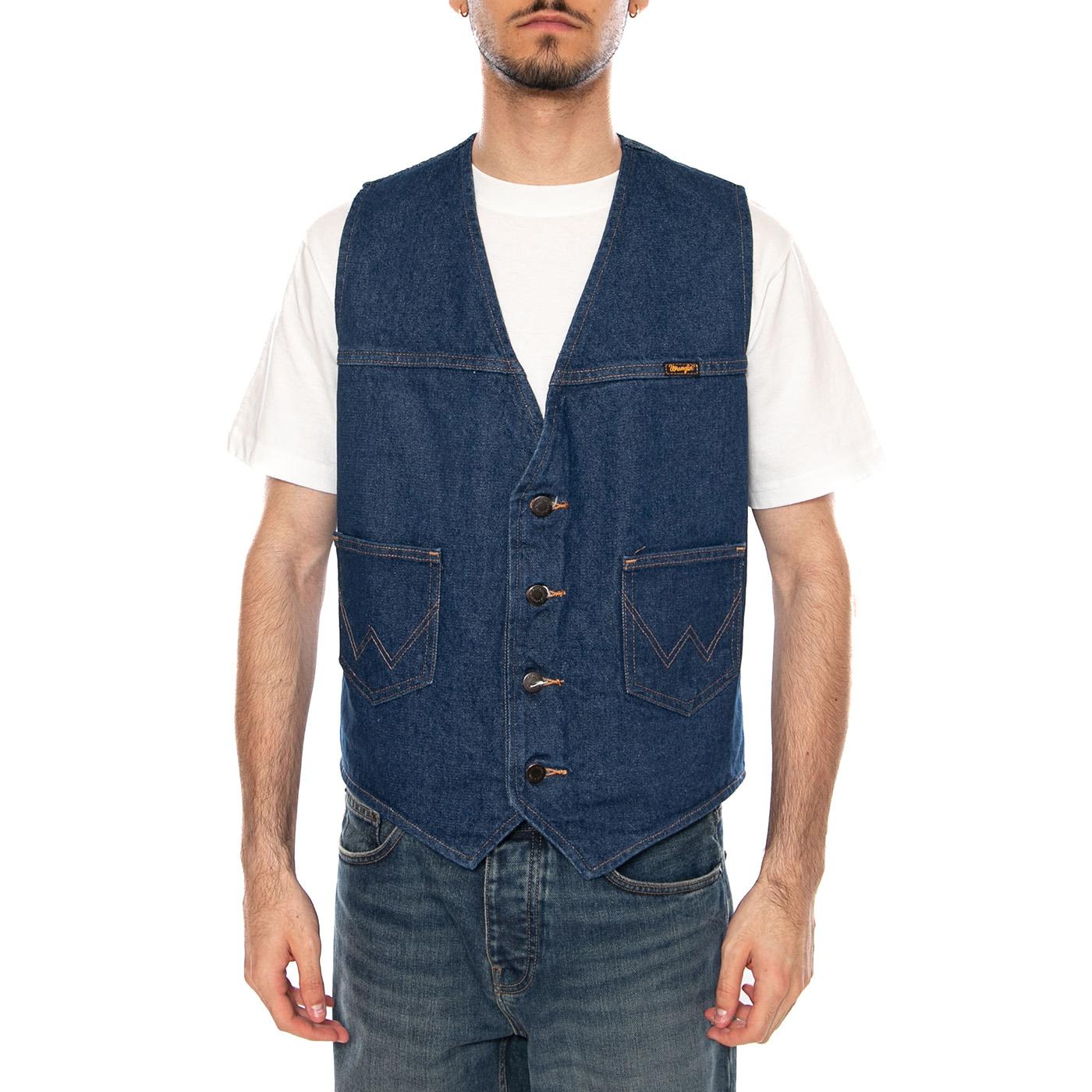 COWBOY CUT VEST PREWASHED INDIGO - Gilet Denim Jeans Uomo Blu 112378789 BL WRANGLER 