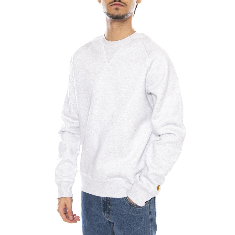 Chase Sweat Ash Heather / Gold - Felpa Girocollo Uomo Grigia I033660.00JXX . CARHARTT WIP 