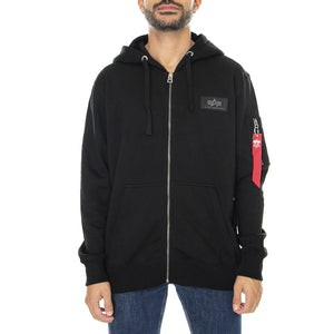 Back Print Zip Hoody Black - Felpa con Cappuccio e Zip Uomo Nera 128342-03  ALPHA INDUSTRIES 