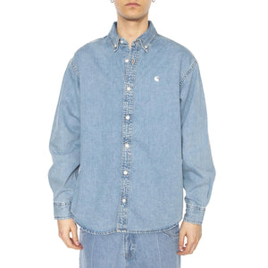 L/S Lucas Shirt Blue - Camicia Denim Jeans Uomo Blu I034525.0135  CARHARTT WIP 