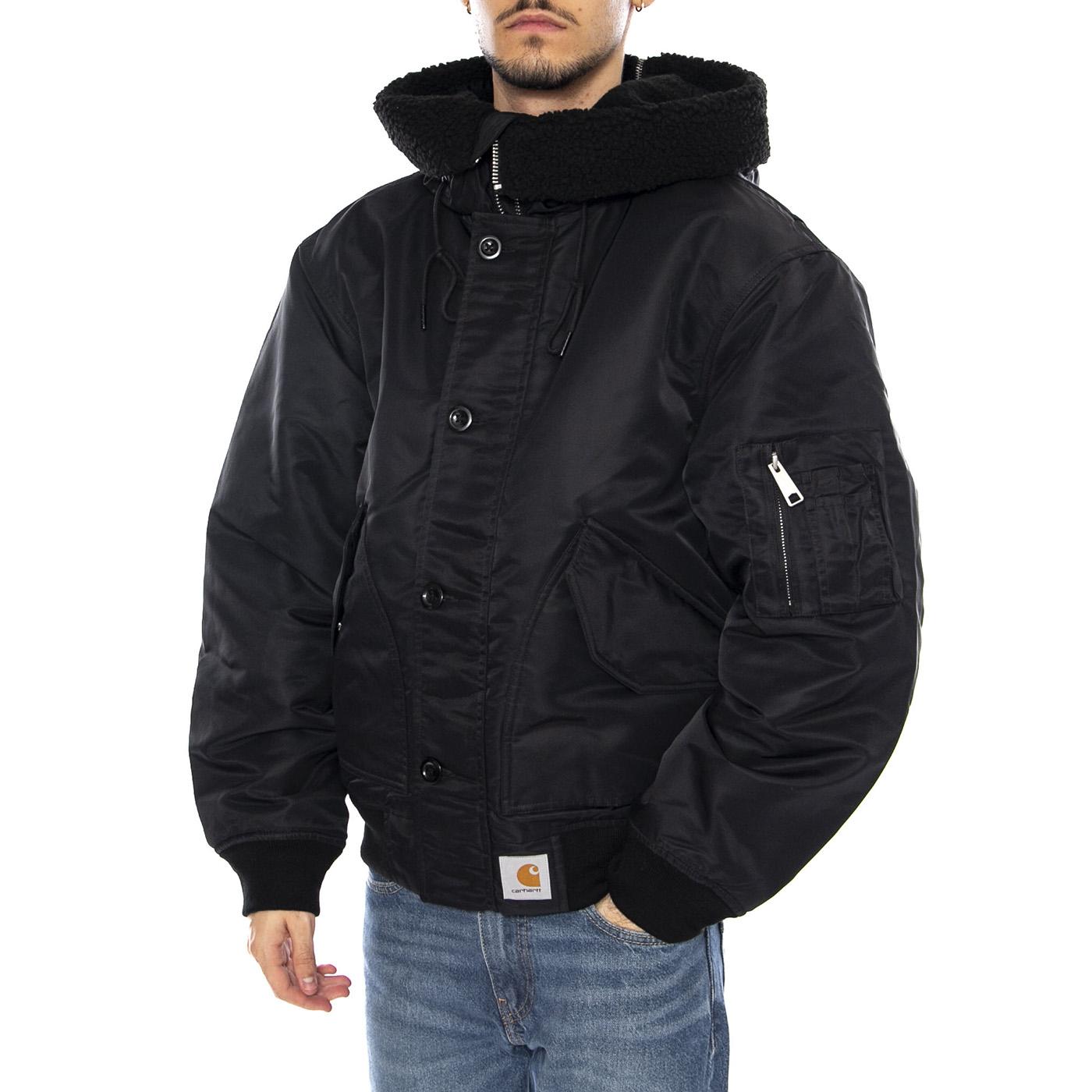 HD Oltera Bomber Black / Black -- Giacca Bomber con Cappuccio Uomo Nera I035309.00EXX . CARHARTT WIP 
