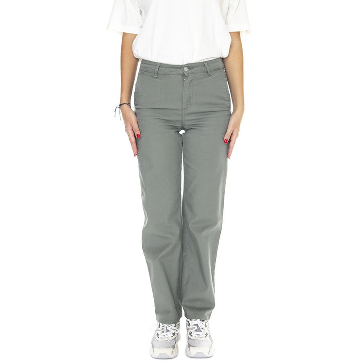 W' Pierce Pant Straight Smoke Green /rinsed - Pantaloni Donna Grigi I031554.1ND02  CARHARTT WIP 