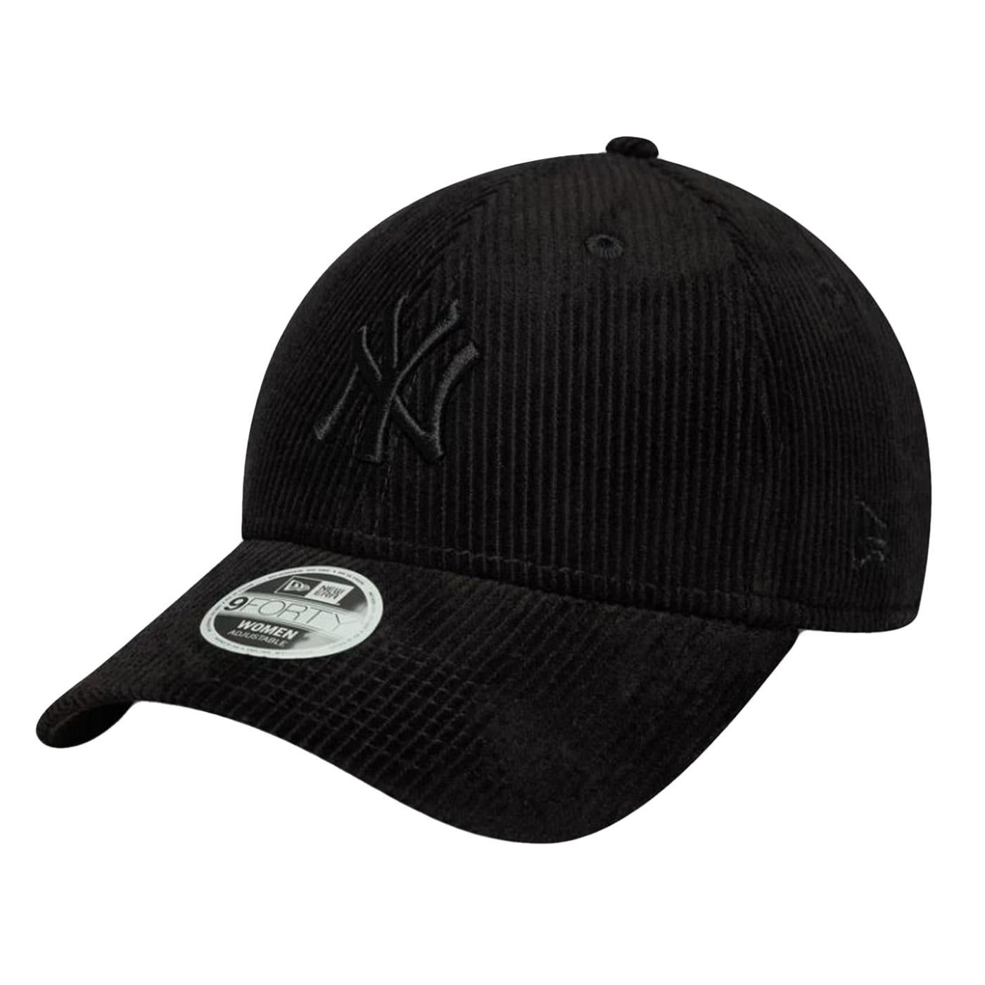 Cord 9FORTY Black New York Yankees - Cappellino in Velluto Nero con tono ricamato tono su tono 60691365 . NEW ERA 