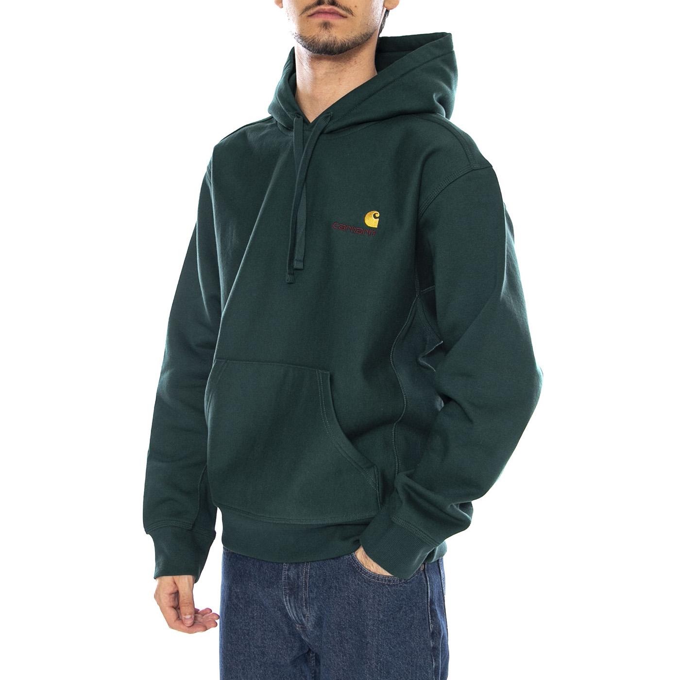 Hooded American Script Sweat Dark Fir - Felpa con Cappuccio Uomo Verde I028279.05AXX . CARHARTT WIP 