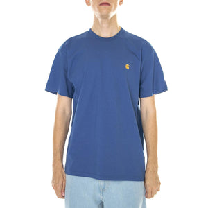 M' S/S Chase T-Shirt Liberty / Gold - Maglietta Girocollo Uomo Blu 287159_1  CARHARTT WIP 