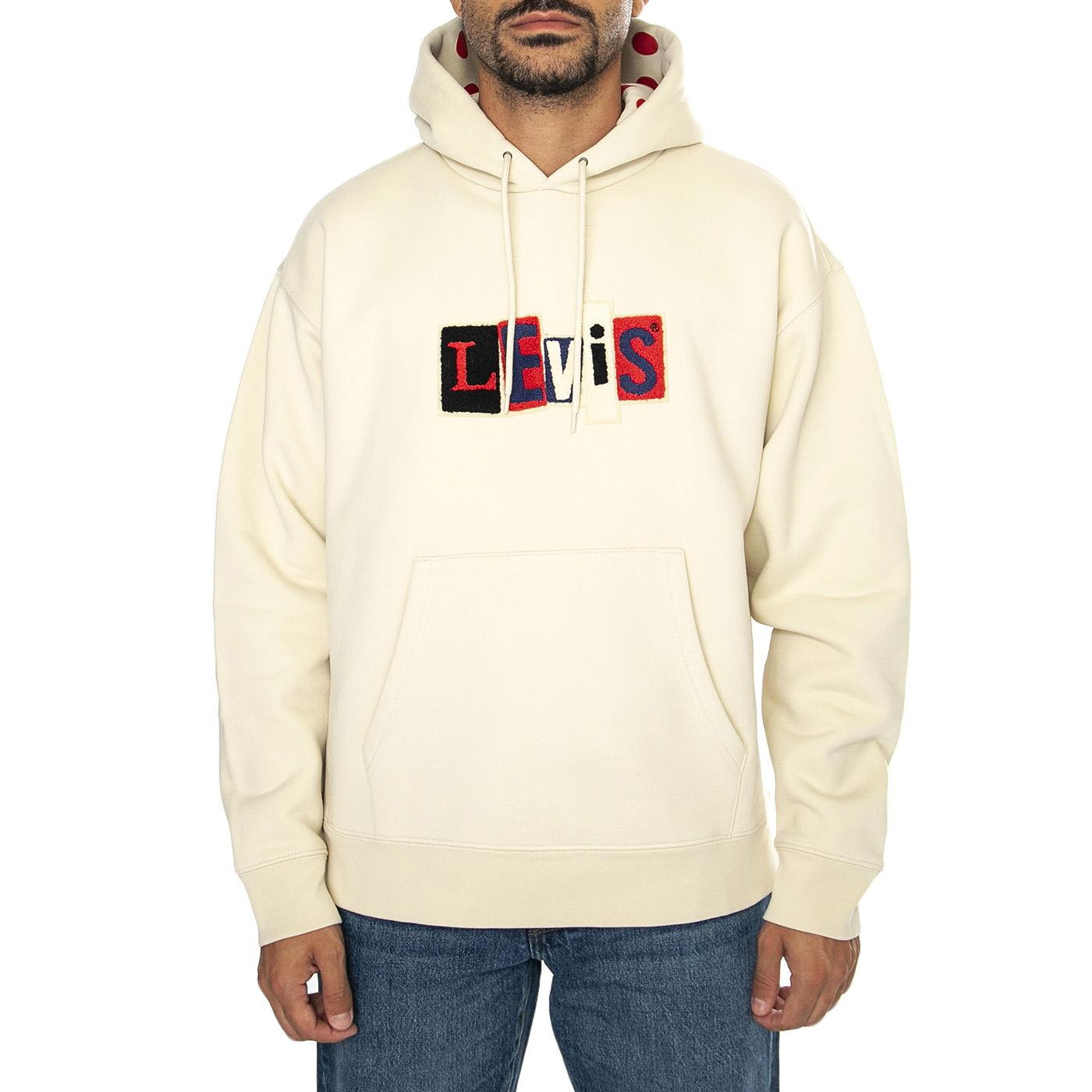 Skate Hooded Sweatshirt Angora Dots Crea Neutral - Felpa con Cappuccio Uomo Beige A1008-0014  LEVIS 