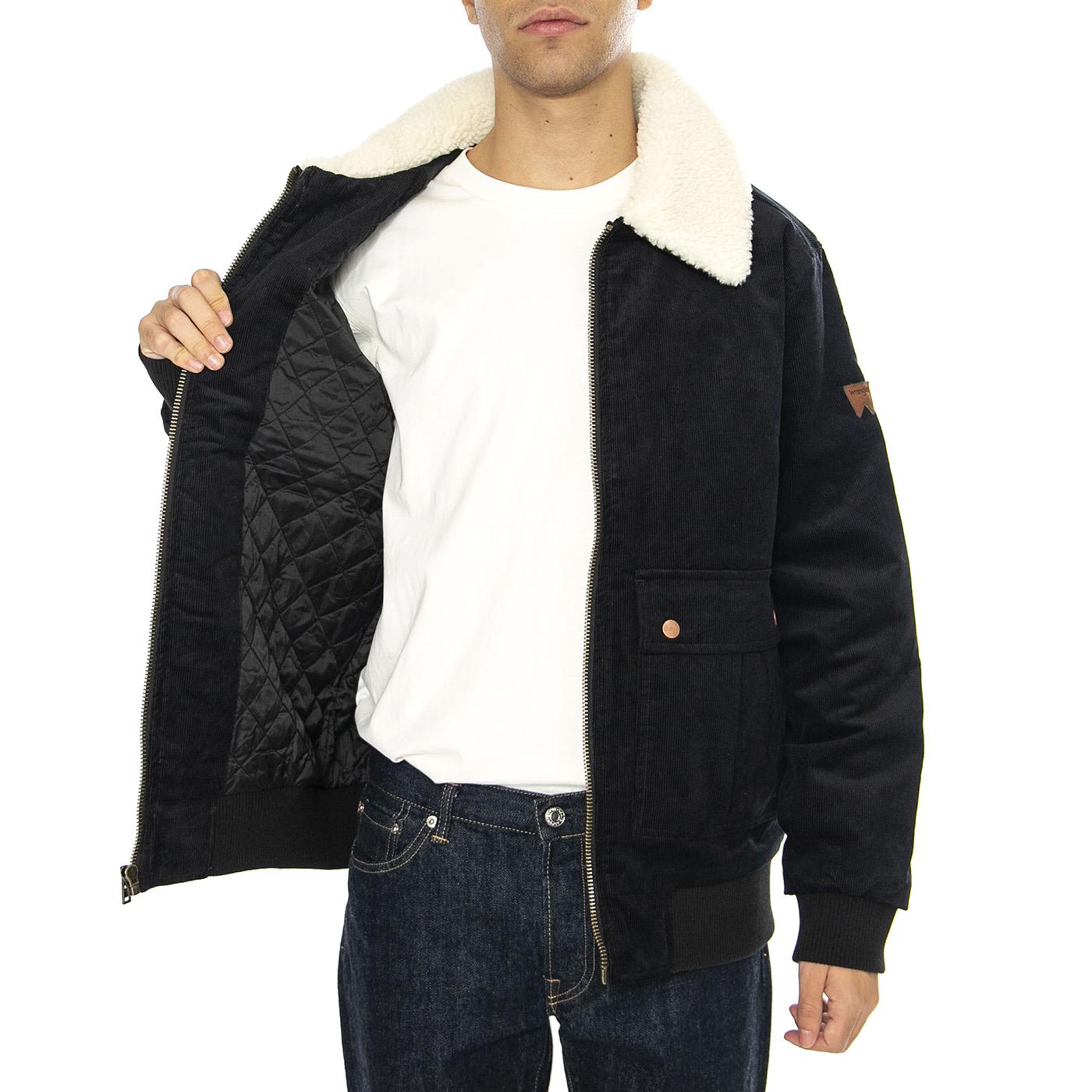 Corduroy Aviator Black Jacket - Giacca Uomo Nera 112357270-BLACK  WRANGLER 