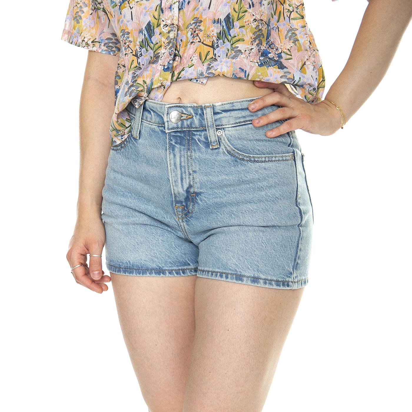 Carol Short Light Dew Blue - Pantaloncini Denim Jeans Donna Blu 112349019  LEE 