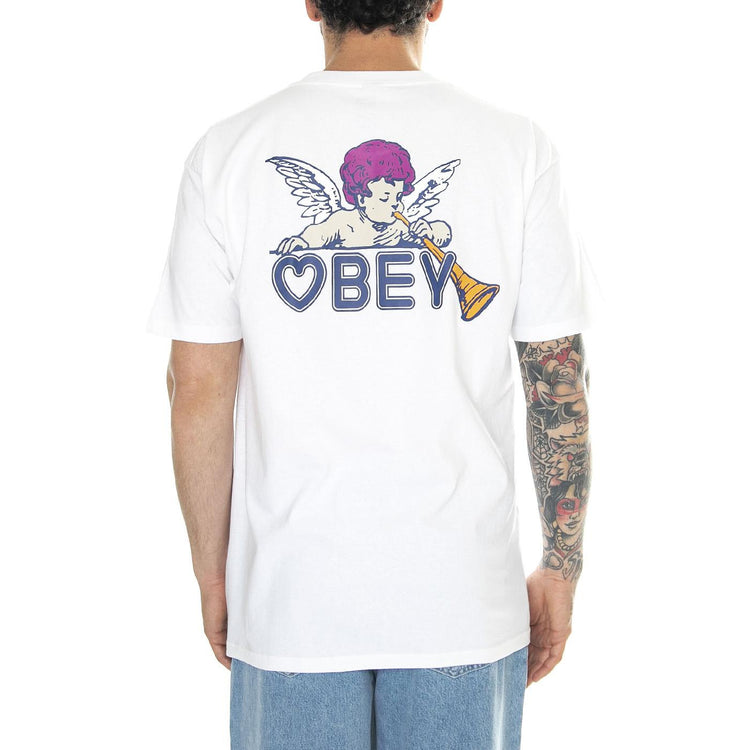 Obey Baby Angel Classic Tee White - Maglietta Girocollo Uomo Bianca 165263700-WHT  OBEY 
