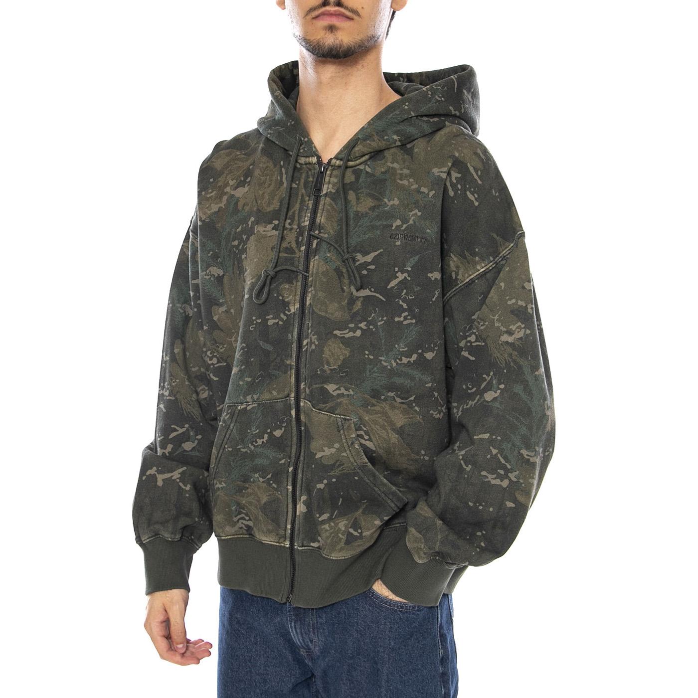 Hooded Benton Sweat Jacket Camo Combi, Green - Felpa con Cappuccio Uomo Multicolore I035437.38TGD . CARHARTT WIP 
