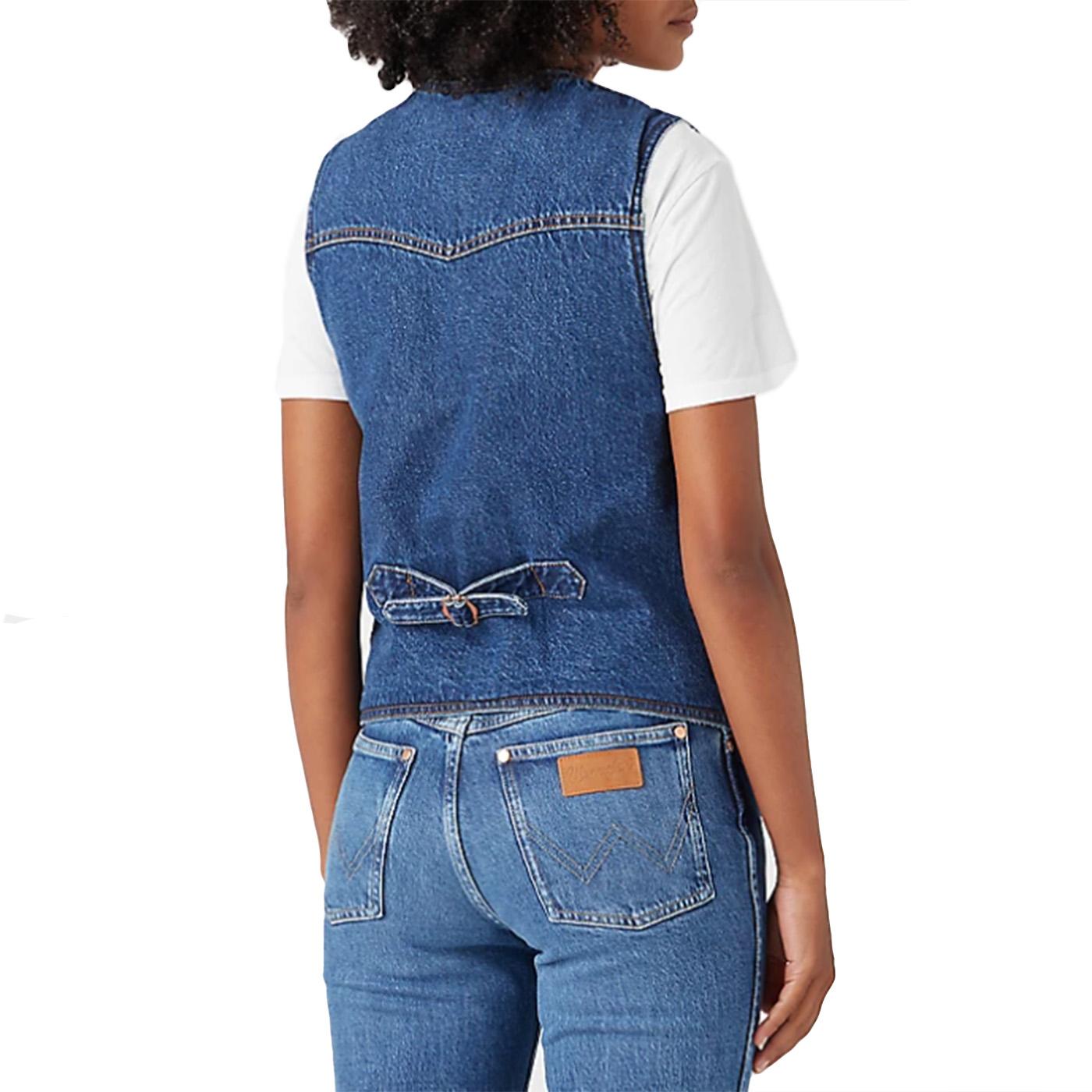 Slim Vestdark Wash Denim Jackets - Giacca Smanicata Denim Jeans Donna Blu W4V8NS474  WRANGLER 