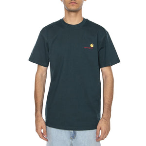 S/S American Script T-Shirt Deep Lagoon - Maglietta Girocollo Uomo Verde I029956.0AUXX . CARHARTT WIP 