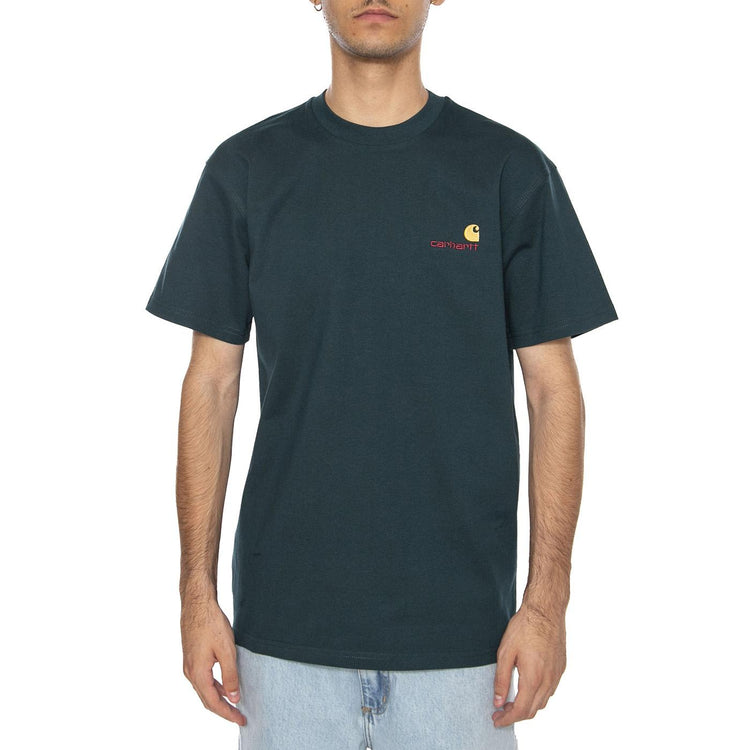 S/S American Script T-Shirt Deep Lagoon - Maglietta Girocollo Uomo Verde I029956.0AUXX . CARHARTT WIP 