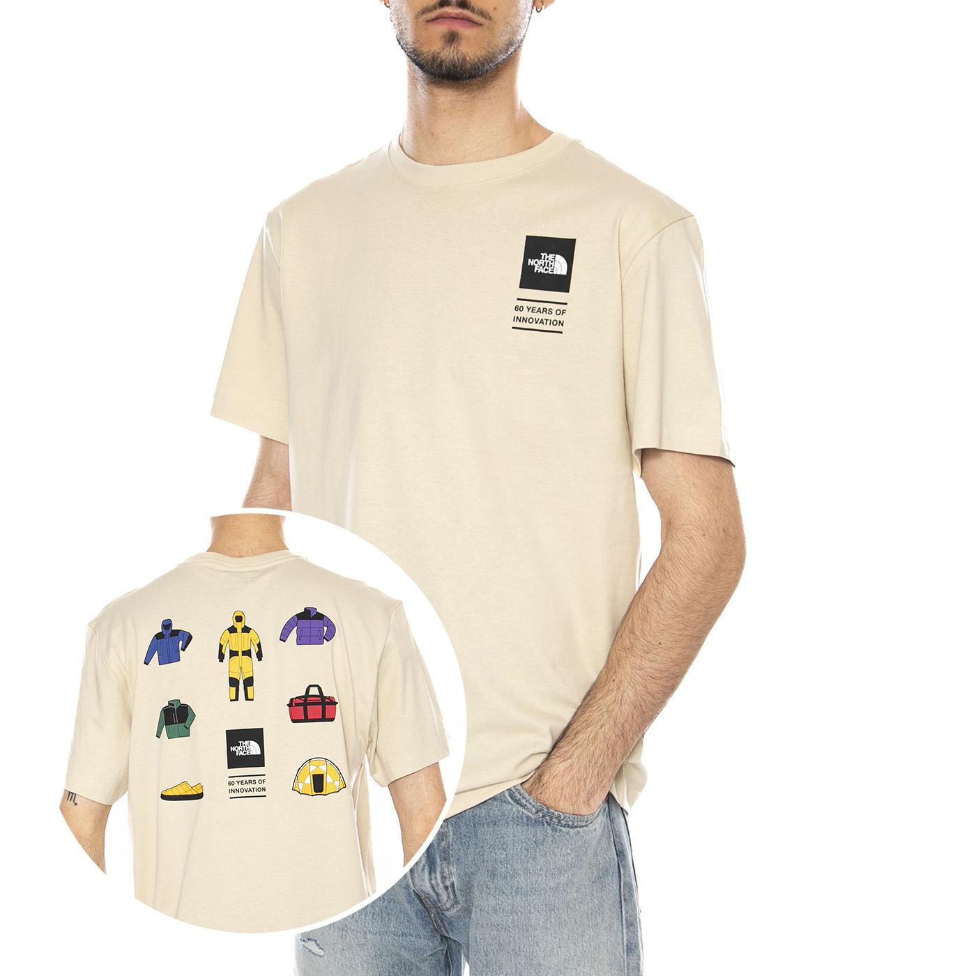 M ICON CEL RG SS TEE - Maglietta Girocollo Uomo Beige NF0A8GAS DOM1 THE NORTH FACE 