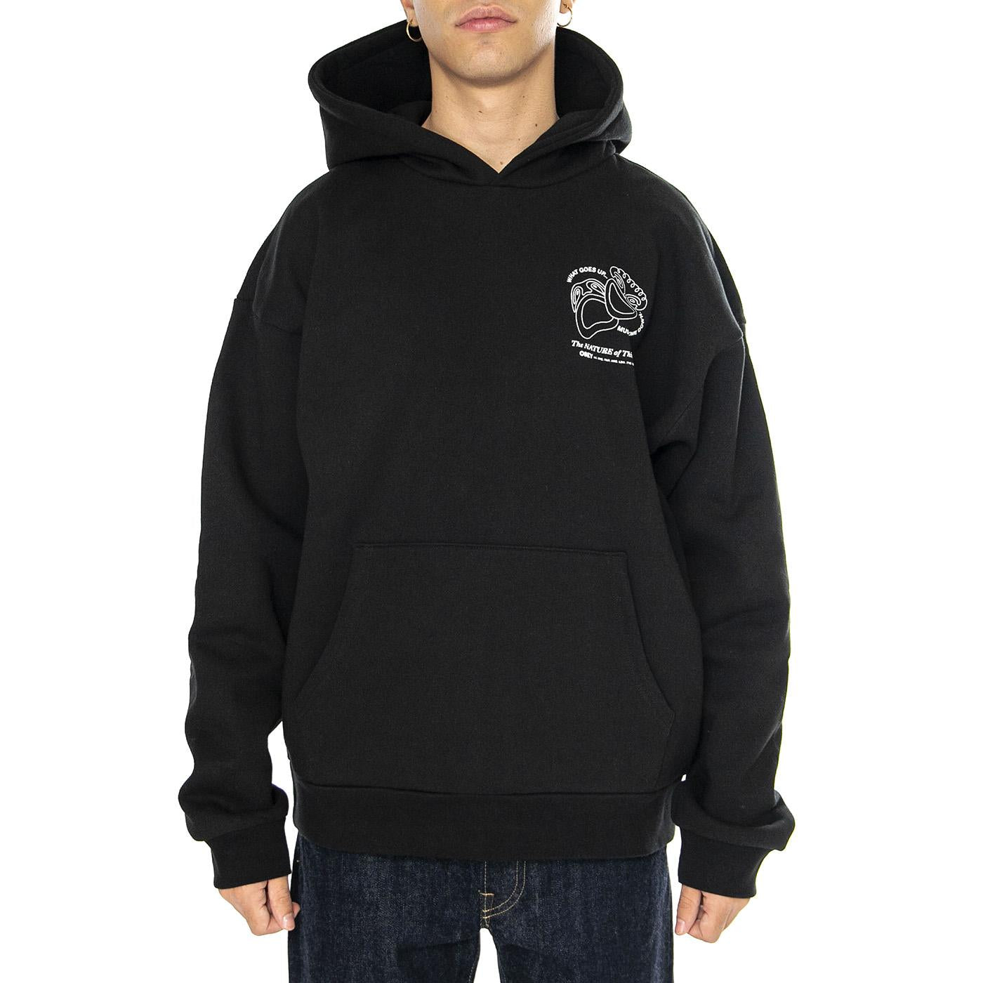 Nature Extra Heavy Hood Fleece Black - Felpa Uomo Nera 112470230-BLACK  OBEY 