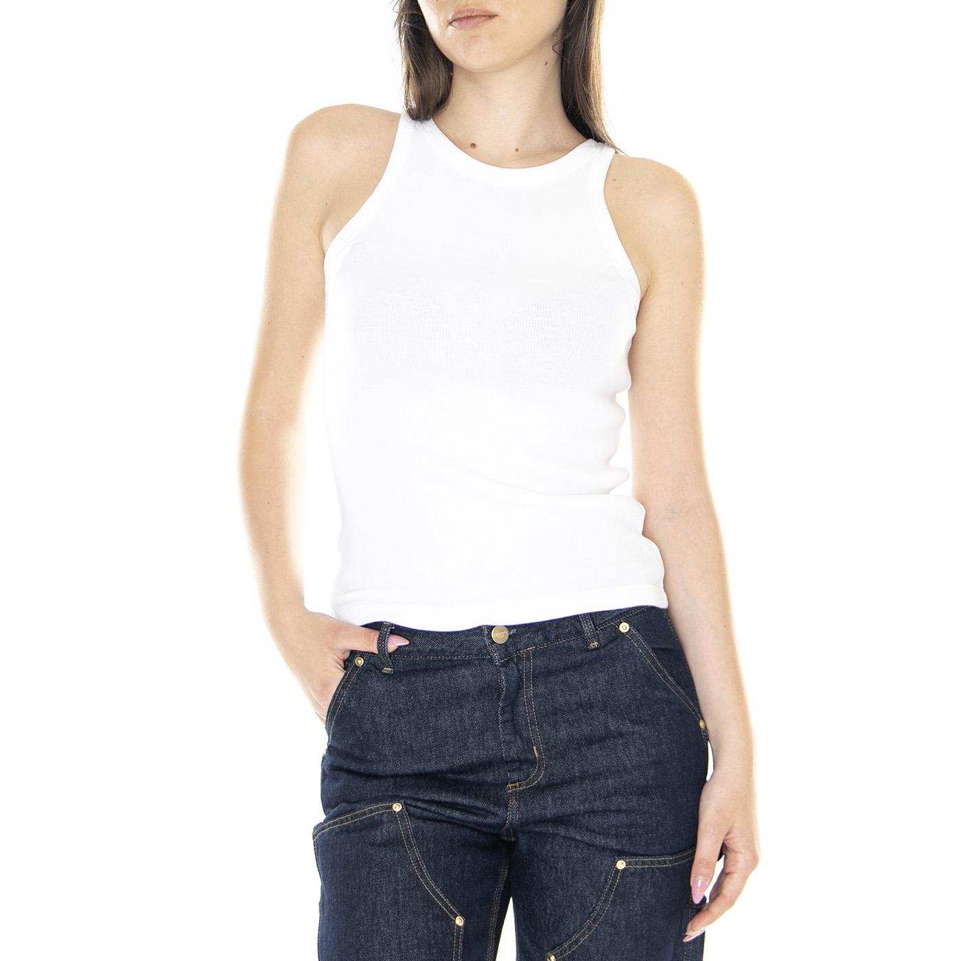 ESSENTIAL RACER TANK CAVIAR RIB NEUTRAL - Canotta Donna Bianca A3381 0000 LEVIS 