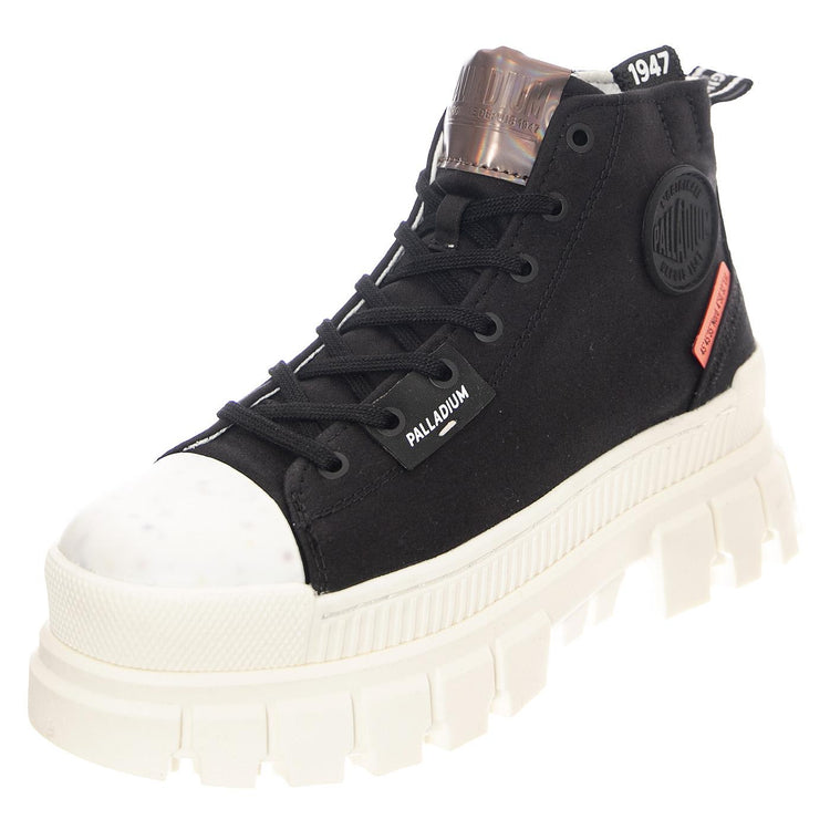 W' Revolt Hi Black / Marshmallow - Scarpe Stringate Profilo Alto Donna Nere PAS97242-016-M  PALLADIUM 