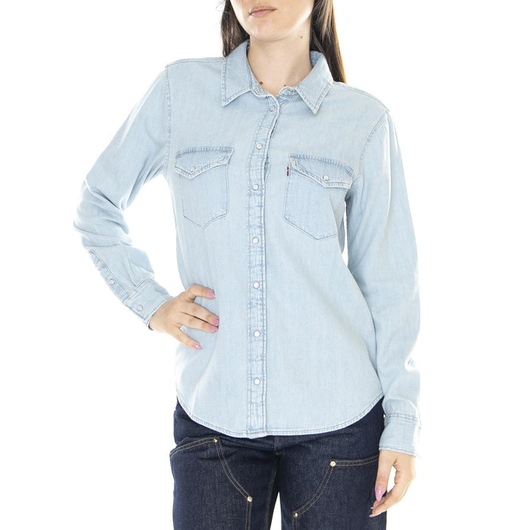 W' Essential Western Shirt Blue - Camicia Denim Jeans Donna Blu Chiaro 16786-0001  LEVIS 