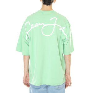 M' SJ Script Logo Backprint Peached Tee Green - Maglietta Girocollo Uomo Verde 6037514/231-00  SEAN JOHN 