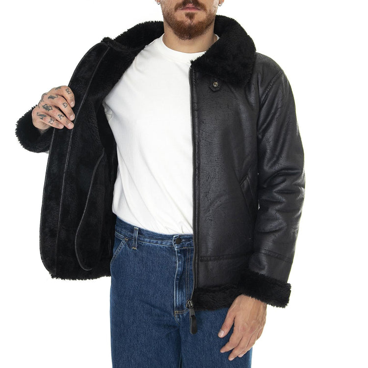 B3 FL Black / Black - Giacca Uomo Nera 143106-515  ALPHA INDUSTRIES 