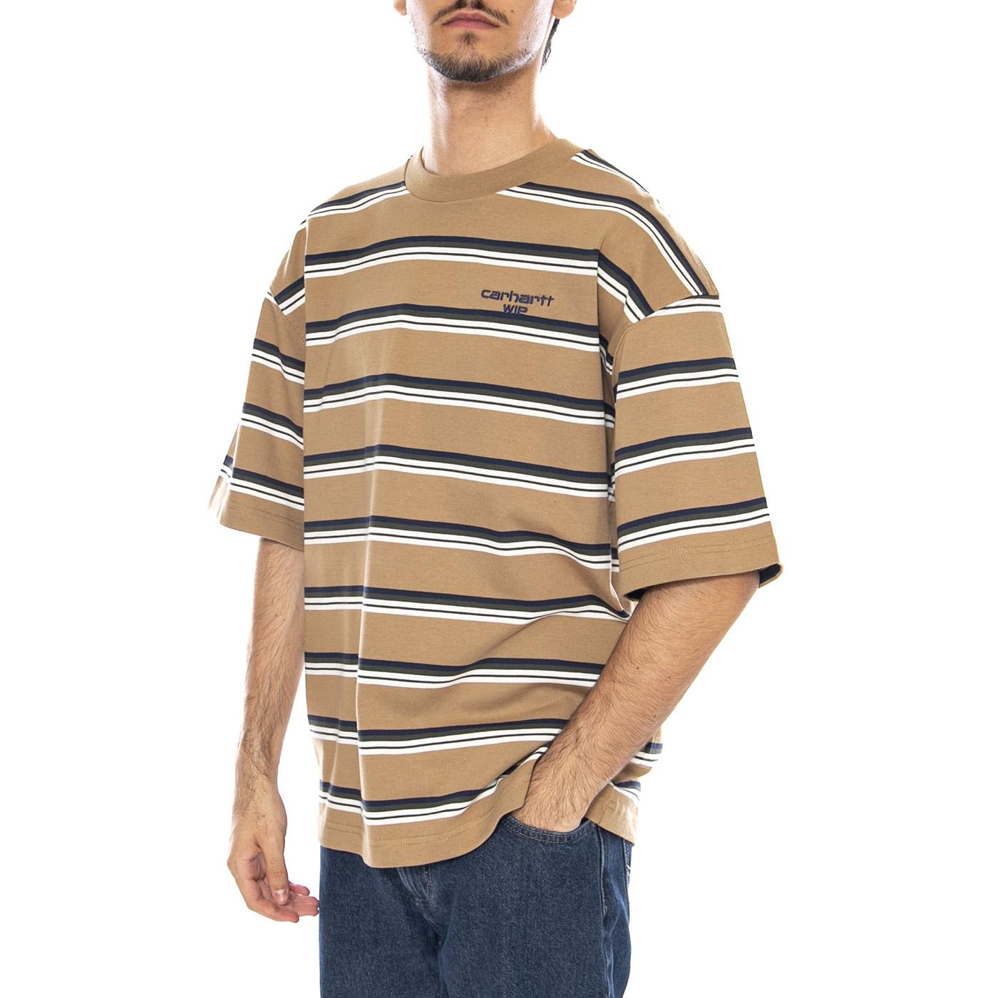 S/S Holm T-Shirt Holm Stripe, Peanut - Maglietta Girocollo Uomo Multicolore I035302.37AXX . CARHARTT WIP 