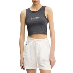 BLUR FITTED CROP TANK ASPHALT - Canotta Cropped Donna Grigia VN000MBX1O71 . VANS 