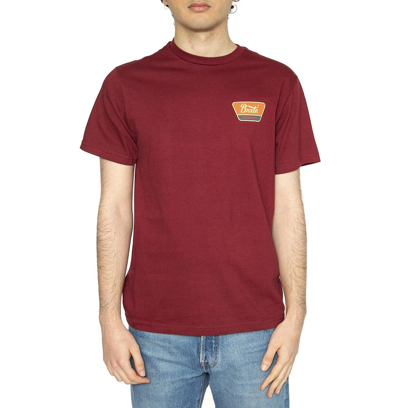 Linwood S/S STT Logo - Maglietta Girocollo Uomo Bordeaux 16172-IBPOC  BRIXTON 