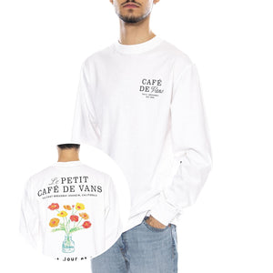 Cafe Vans LS -- Maglietta Uomo Maniche Lunghe Bianca VN000PC2 WHT1 VANS 