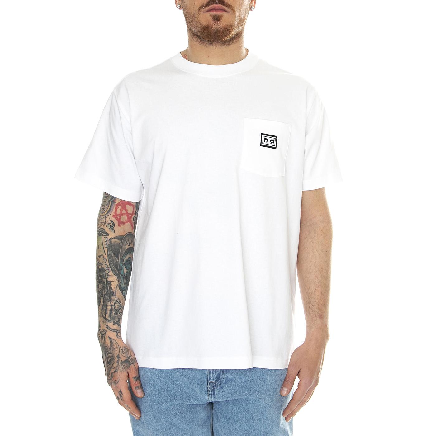 Established Works Eyes Pocket Tee SS White - Maglietta Girocollo Uomo Bianca 131080349-WHT  OBEY 