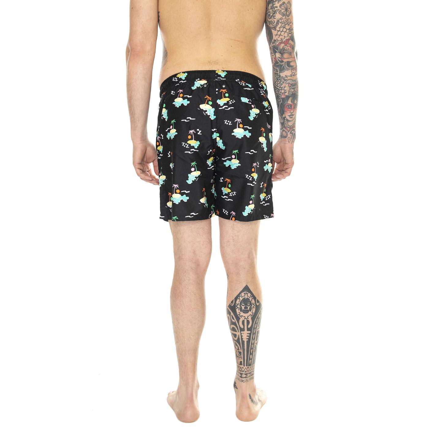 Island In The Sun Long Swimshorts 9300 - Costume da Bagno Uomo Nero ISL123-9300-9300  HAPPY SOCKS 