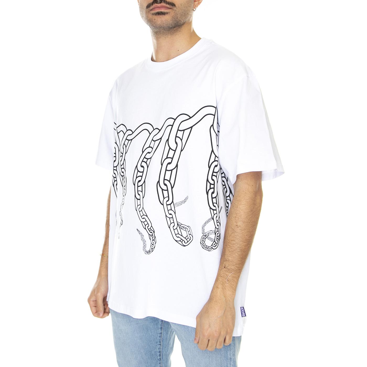 Octopus Chain Tee White - Maglietta Girocollo Uomo Bianca 23SOTS32-WHITE  OCTOPUS 