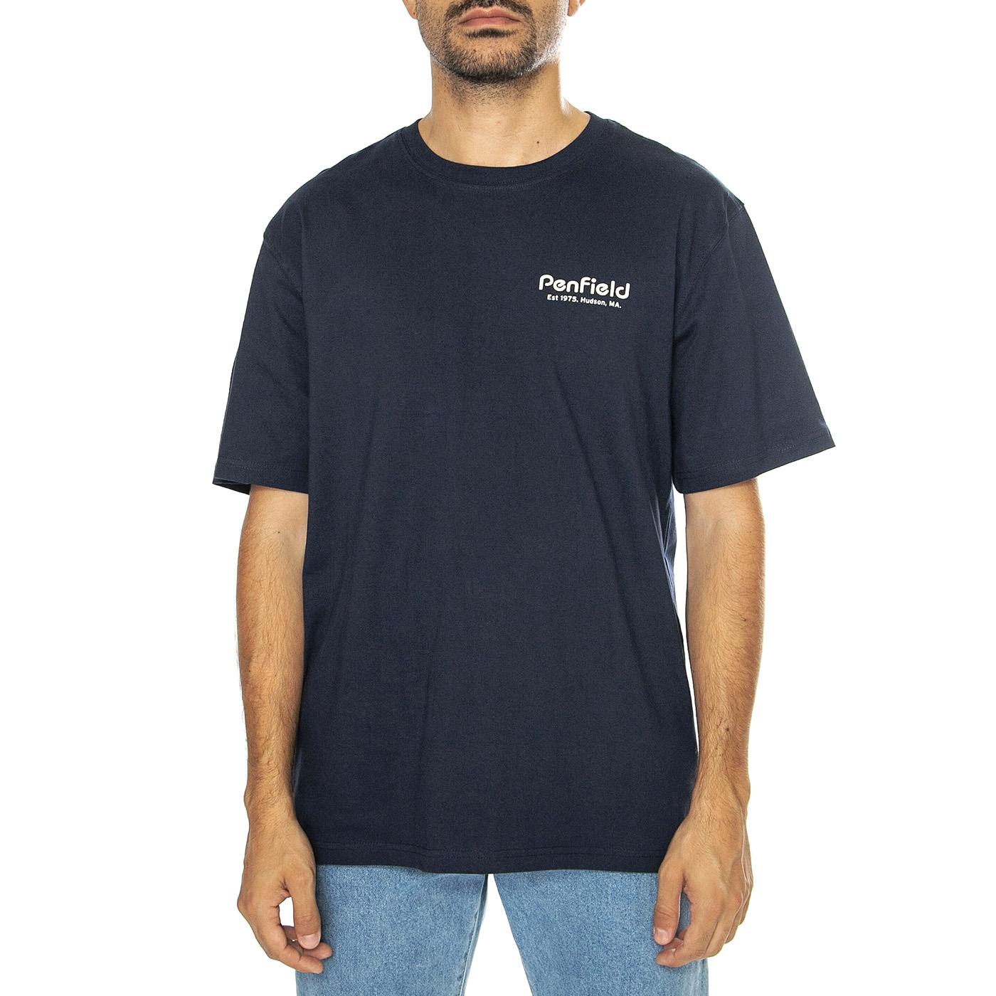 Hudson Script T-Shirt Navy Blazer - Maglietta Girocollo Uomo Blu PFD0349-203  PENFIELD 