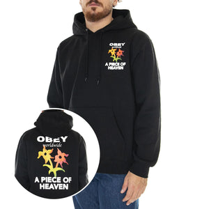 A Piece Of Heaven Premium Hooded Fleese Black - Felpa con Cappuccio Uomo Nera 112843558-BLK  OBEY 
