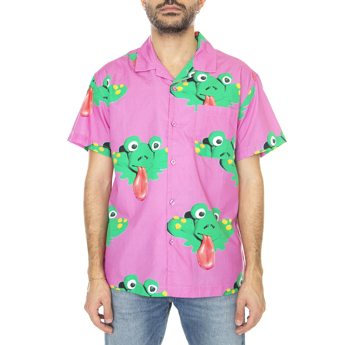 Frogman Woven S SS Wild Rose Multi - Camicia Maniche Corte Uomo Viola 181210376-ROS  OBEY 