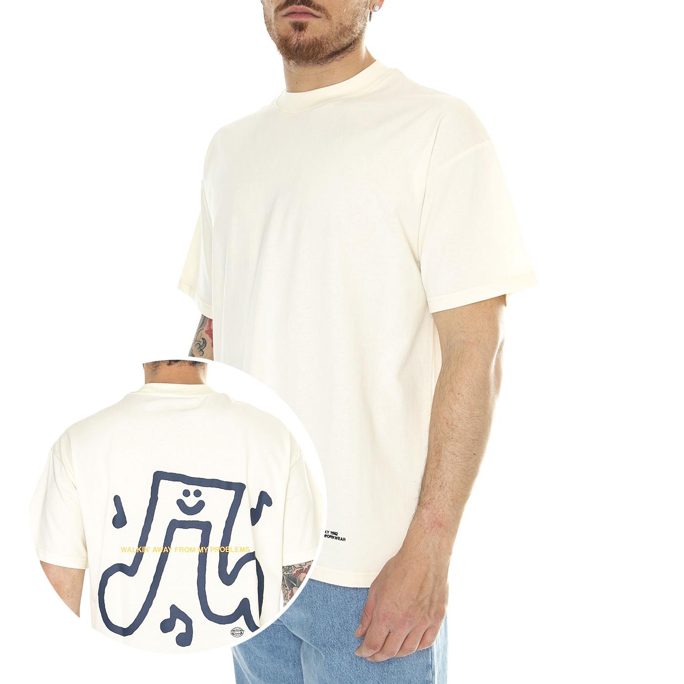 Walker Tee Off White - Maglietta Girocollo Uomo Beige FNKSS24-20512  FUNKY 
