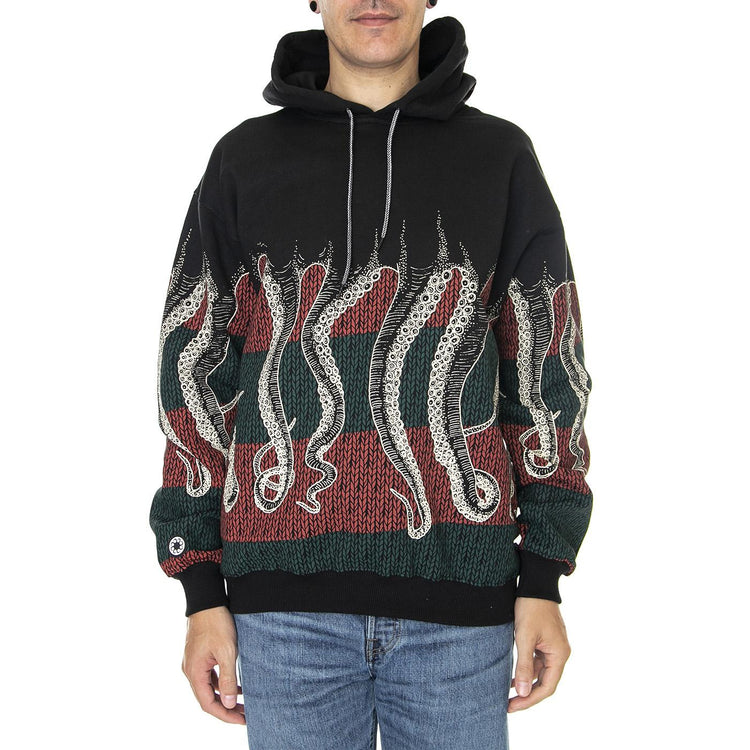 Freddy's Octopus Hoodie Black - Felpa con Cappuccio Uomo Nera 22WOSH90-BLACK  OCTOPUS 