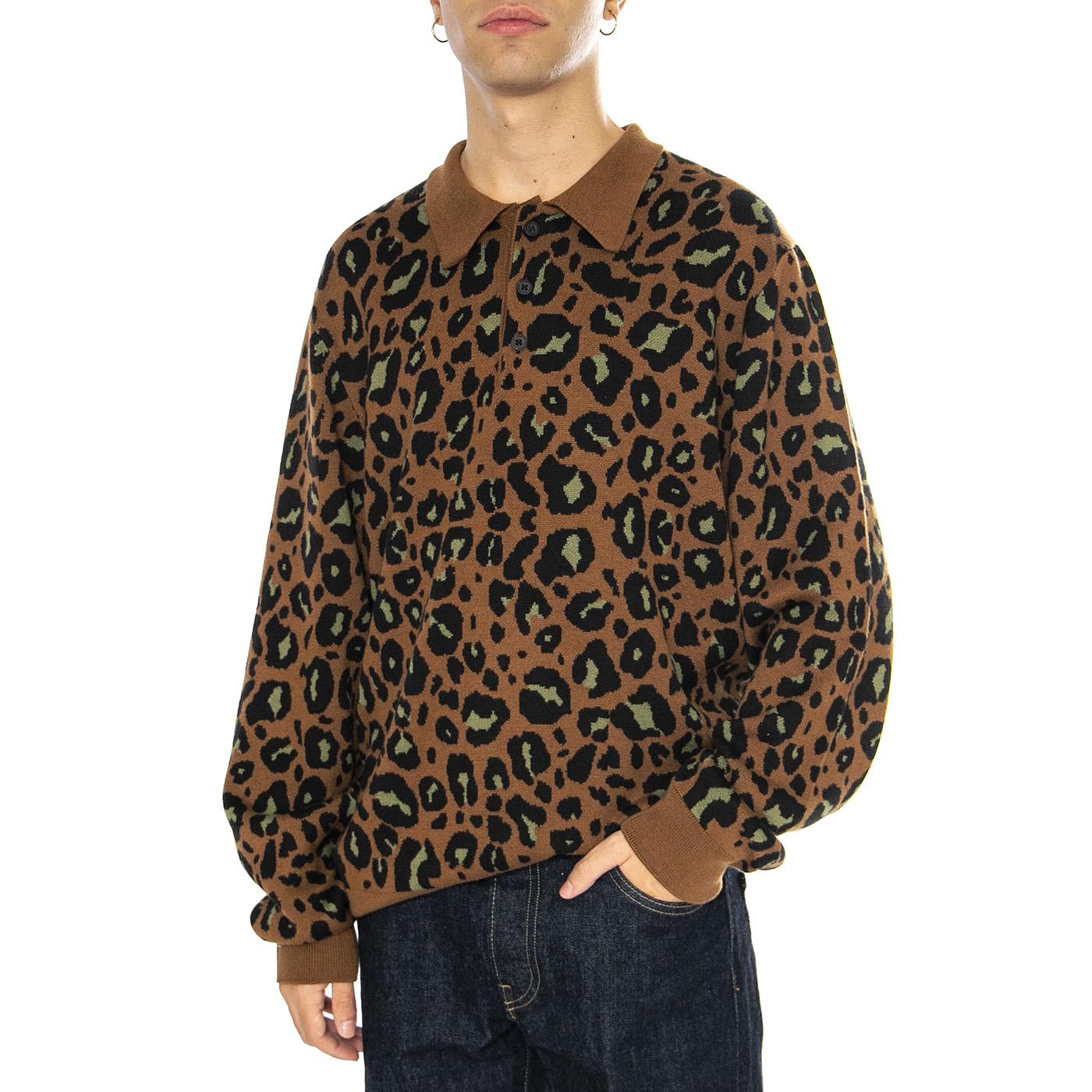 L/S Arlo Polo Camo Leo Jacquard, Tamarind / Black - Maglione Uomo Multicolore I034032.2H4XX  CARHARTT WIP 