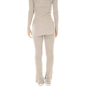 Taupe Kara Knitted Pants - Pantaloni Donna Beige WKN00157  THINKING 
